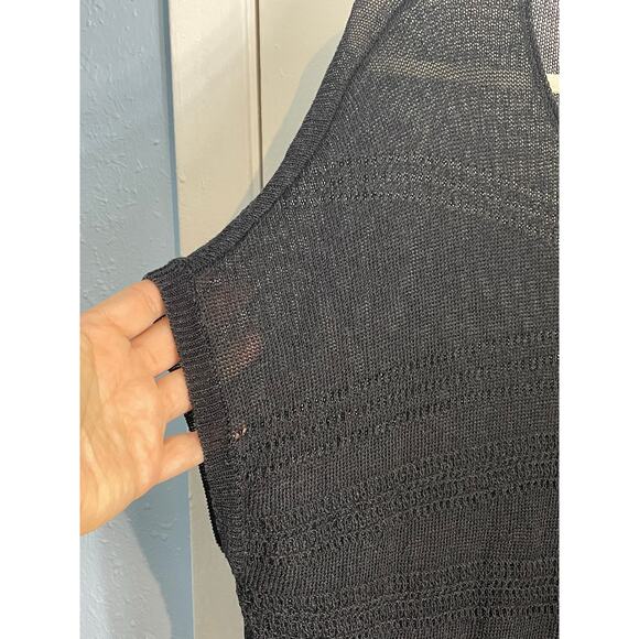 Chico's Blouse XL Black Open Knit Layering Beachy Boho Whimsygoth Swim Cover - Picture 2 of 6